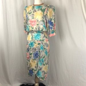80’s Silk Floral Dress- GORGEOUS!
